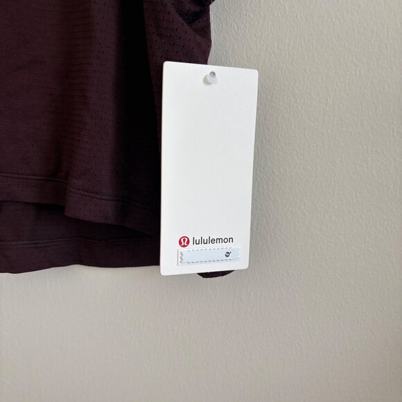 Lululemon Athletic Swiftly Tech Cropped High Low Hem Tank Top Plum NWT Size 4 - Picture 7 of 7